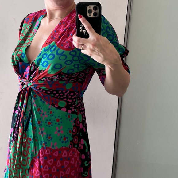 NWT Rhode Leanna Mini Dress - Mixed Print, Twist-Front - Size 14 - Picture 13 of 15